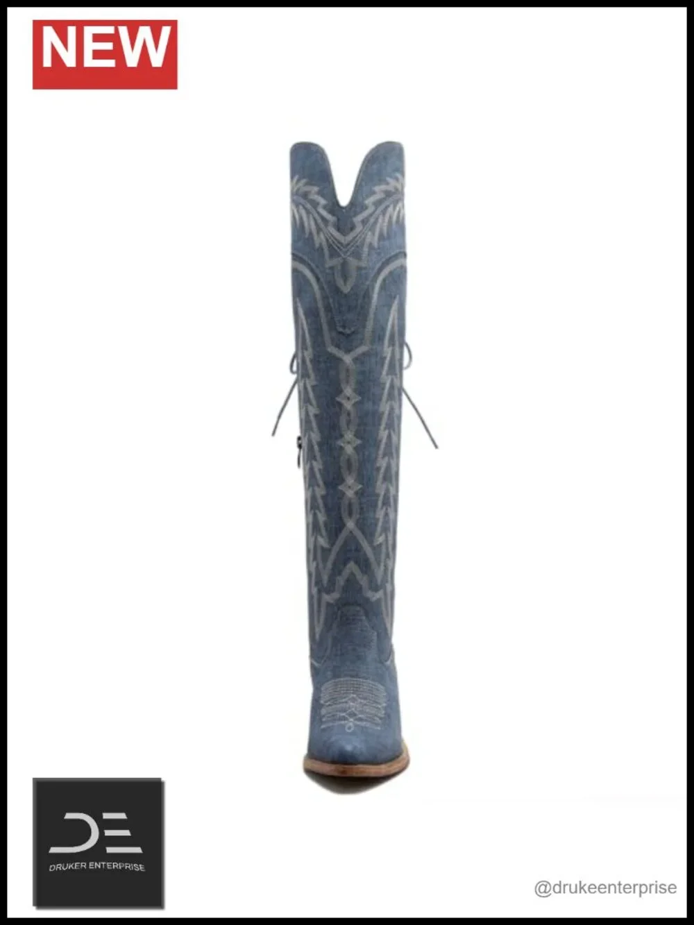 Women's Over Knee Thigh High Cowgirl Boots Low Heel Pointed Toe Faux Leather